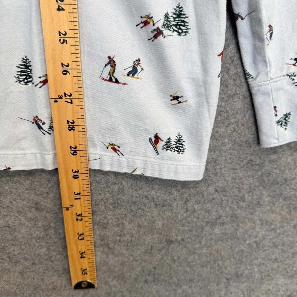 Pendleton Ski Flannel Pajama Shirt Men Large AOP Graphic Pine Trees Skiers Sleep